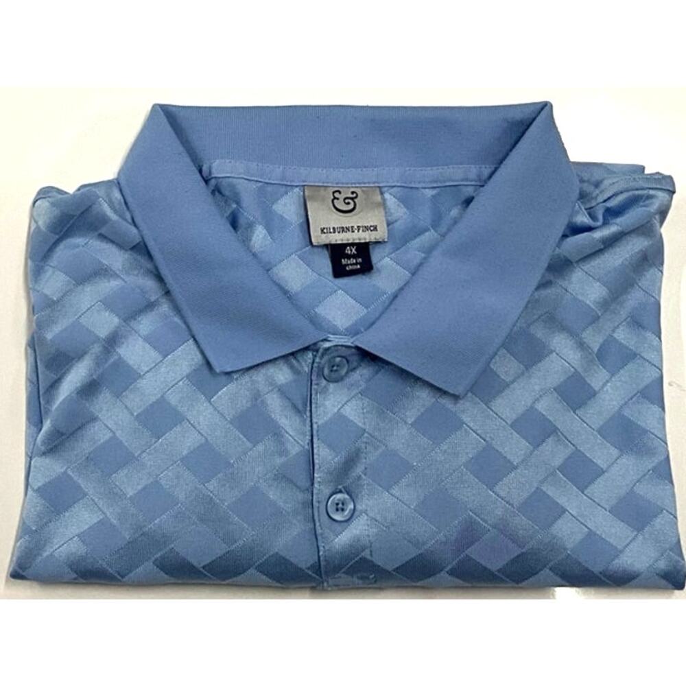 Unique Kilburne-Finch Men's 4X Short Sleeve Golf Polo Light Blue Textured
